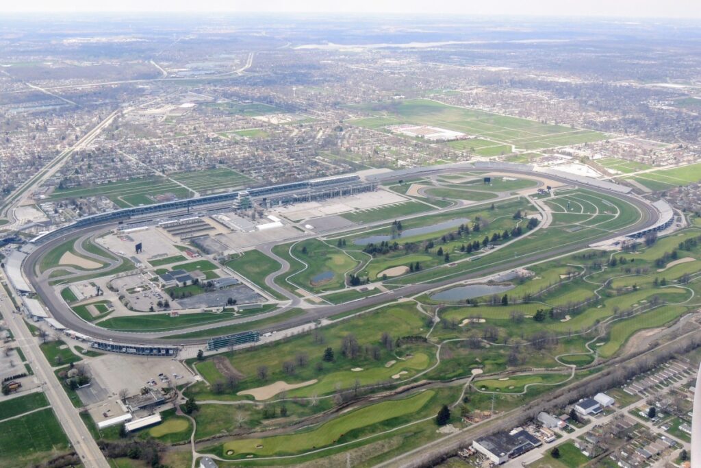 Drone view of the track in Speedway, IN