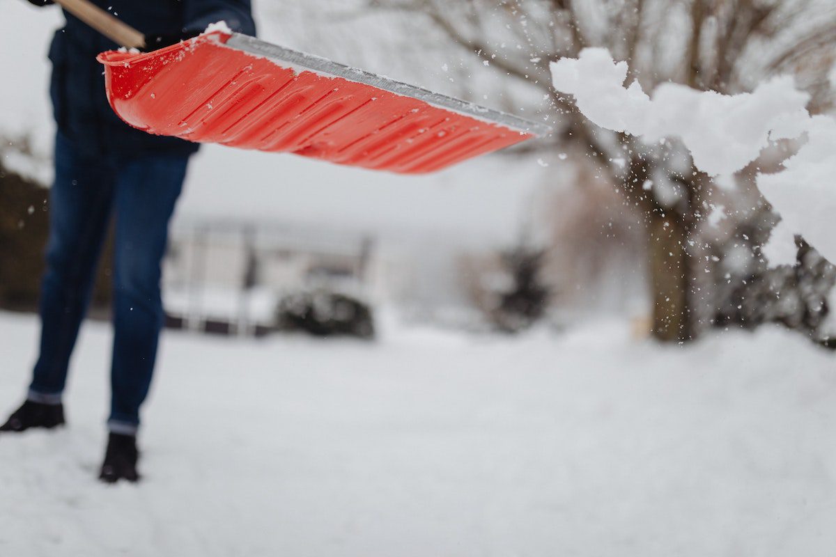 Shoveling snow.